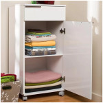 Ντουλάπι Diamond  τροχήλατο χρώμα λευκό gloss 50x40x100εκ. - Image 2