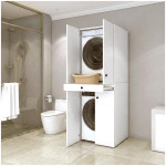 Έπιπλο πλυντηρίου - στεγνωτηρίου Kindi  χρώμα λευκό 70x60x187εκ. - Image 2