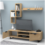 Σύνθεση τηλεόρασης Lonsa  χρώμα φυσικό οξιάς 160x35x40εκ. - Image 2