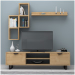 Σύνθεση τηλεόρασης Lonsa  χρώμα φυσικό οξιάς 160x35x40εκ. - Image 3