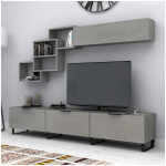 Σύνθεση τηλεόρασης Heydar  χρώμα γκρι σκυροδέματος 210x35x40εκ.