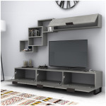 Σύνθεση τηλεόρασης Heydar  χρώμα γκρι σκυροδέματος 210x35x40εκ. - Image 2