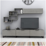 Σύνθεση τηλεόρασης Heydar  χρώμα γκρι σκυροδέματος 210x35x40εκ. - Image 3