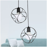 Φωτιστικό οροφής Lusita  E27 μεταλλικό δίφωτο χρώμα μαύρο 35x35x70εκ. - Image 2