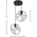 Φωτιστικό οροφής Lusita  E27 μεταλλικό δίφωτο χρώμα μαύρο 35x35x70εκ. - Image 3