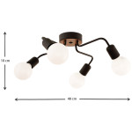 Φωτιστικό οροφής Horus  E27 μεταλλικό τετράφωτο χρώμα μαύρο 48x48x10εκ. - Image 3