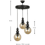 Φωτιστικό οροφής Latona  E27 μεταλλικό τρίφωτο χρώμα μαύρο 30x30x85εκ. - Image 3