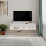 Έπιπλο τηλεόρασης επιτοίχιο Moon  με LED χρώμα λευκό 120x33,8x30εκ. - Image 3