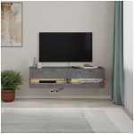 Έπιπλο τηλεόρασης επιτοίχιο Moon  με LED χρώμα γκρι ρετρό 120x33,8x30εκ. - Image 3