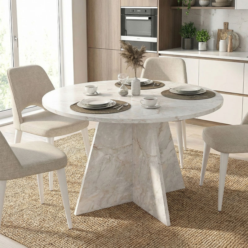 Τραπέζι Tailor  χρώμα λευκό εφέ μαρμάρου Ø120x75,7εκ.