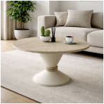 Τραπεζάκι σαλονιού Lepper  χρώμα travertine - sandstone Ø75x39,8εκ.
