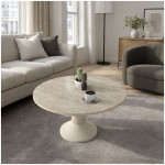 Τραπεζάκι σαλονιού Lepper  χρώμα travertine - sandstone Ø75x39,8εκ. - Image 2