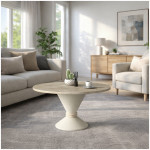 Τραπεζάκι σαλονιού Lepper  χρώμα travertine - sandstone Ø75x39,8εκ. - Image 3