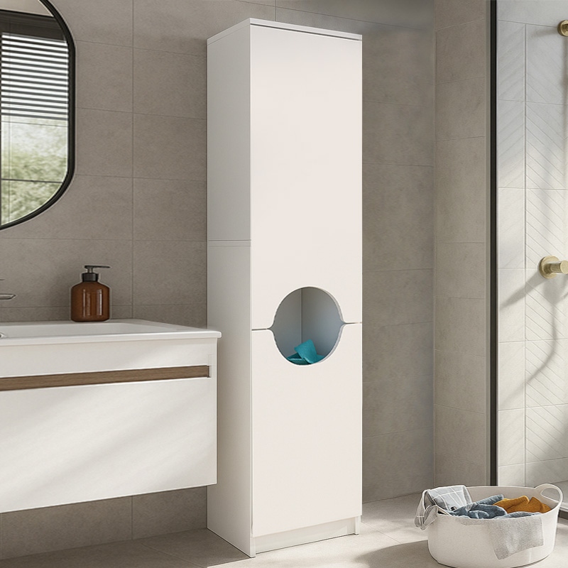 Ντουλάπι με καλάθι απλύτων Verga  χρώμα λευκό 45x40x180εκ.