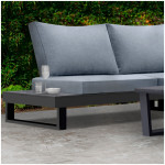 Σαλόνι κήπου γωνιακό Lyra  σετ 3 τμχ μέταλλο - ξύλο χρώμα μαύρο - Image 2