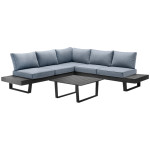 Σαλόνι κήπου γωνιακό Lyra  σετ 3 τμχ μέταλλο - ξύλο χρώμα μαύρο - Image 3