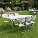 Τραπέζι catering - συνεδρίου Capri  πτυσσόμενο - μονοκόμματη επιφάνεια χρώμα λευκό του πάγου 152x76x74εκ. - Image 2