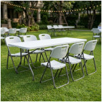 Τραπέζι catering - συνεδρίου Capri  πτυσσόμενο - μονοκόμματη επιφάνεια χρώμα λευκό του πάγου 198x90x74εκ. - Image 2