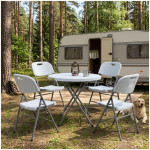 Τραπέζι catering - συνεδρίου Capri  πτυσσόμενο - στρογγυλό μονοκόμματη επιφάνεια χρώμα λευκό του πάγου Ø80x74εκ. - Image 2