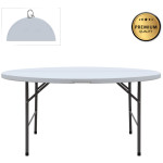 Τραπέζι catering - συνεδρίου Capri  πτυσσόμενο – βαλίτσα στρογγυλό χρώμα λευκό του πάγου Ø152x74εκ.