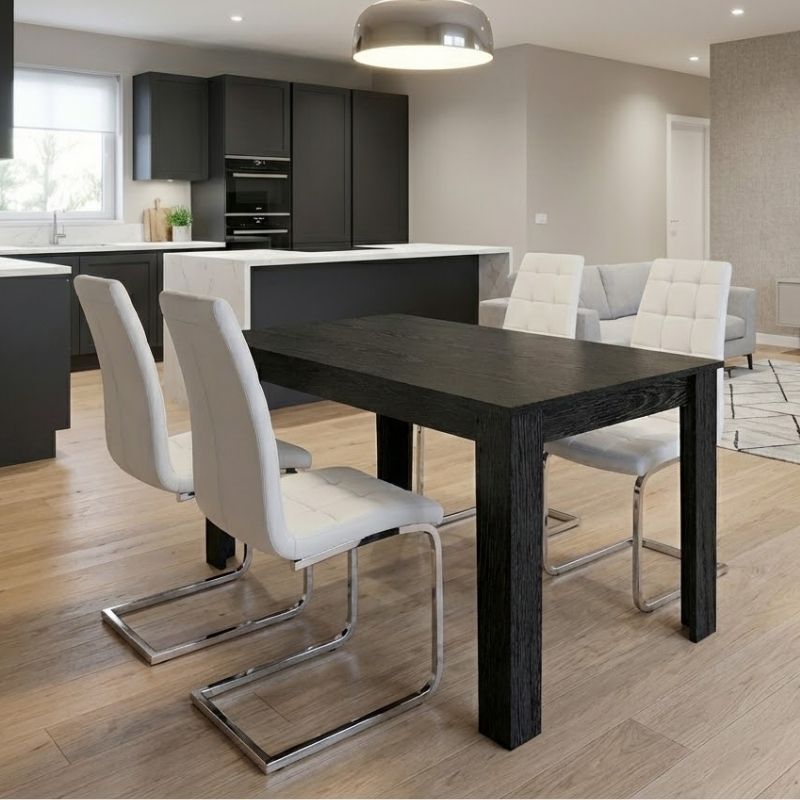 Σετ τραπεζαρία 5τμχ Darlen - Vela  χρώμα sencron black - λευκό 125x72x74εκ.