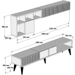 ΣΥΝΘΕΣΗ ΤΗΛΕΟΡΑΣΗΣ ΜΕΛΑΜΙΝΗ ΣΕ ΚΑΡΥΔΙ ΚΑΙ ΛΕΥΚΟ ΜΑΡΜΑΡΟ 180x35x40Υεκ.HM9438.01 - Image 2