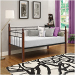 ΚΑΝΑΠΕΣ ΚΡΕΒΑΤΙ ΜΕ ΣΤΡΩΜΑ REVEN HM21329 ΜΕΤΑΛΛΟ & ΞΥΛΟ ΣΕ DIRTY OAK--ΣΤΡΩΜΑ 90Χ190εκ - Image 2