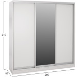 ΝΤΟΥΛΑΠΑ ΣΥΡΟΜΕΝΗ ADLER ΜΕΛΑΜΙΝΗΣ ΛΕΥΚΗ ΜΕ ΚΑΘΡΕΠΤΗ HM2435.03  200X60X210Υεκ - Image 2