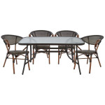 ΣΕΤ ΤΡΑΠΕΖΑΡΙΑ 5ΤΜΧ 140X80 & 4 ΠΟΛΥΘΡΟΝΕΣ BAMBOO LOOK ΚΑΦΕ