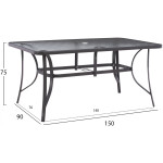 ΣΕΤ ΤΡΑΠΕΖΑΡΙΑ 7ΤΜΧ ΤΡΑΠΕΖΙ BRUNO 150X90 ΜΕ ΠΟΛΥΘΡΟΝΕΣ TEXTILINE ΓΚΡΙ HM11471 - Image 2