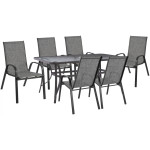 ΣΕΤ ΤΡΑΠΕΖΑΡΙΑ 7ΤΜΧ ΤΡΑΠΕΖΙ BRUNO 150X90 ΜΕ ΠΟΛΥΘΡΟΝΕΣ TEXTILINE ΓΚΡΙ HM11471