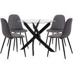 ΣΕΤ ΤΡΑΠΕΖΑΡΙΑΣ 5 ΤΜΧ HM11095.01 ΤΡΑΠΕΖΙ Φ90X74Υεκ. & 4 ΚΑΡΕΚΛΕΣ LEONARDO ΓΚΡΙ