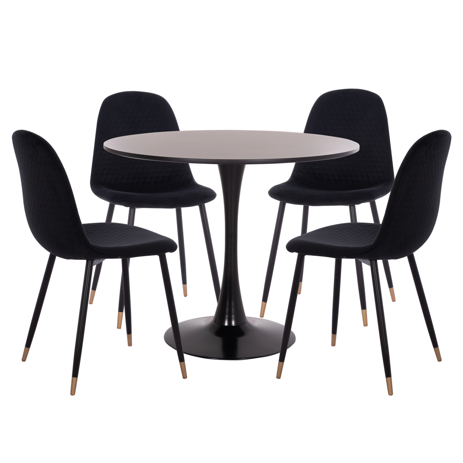 ΣΕΤ ΤΡΑΠΕΖΑΡΙΑΣ 5ΤΜΧ BROLIN HM21191 MDF TOP-ΜΕΤΑΛΛΙΚΑ ΠΟΔΙΑ-ΒΕΛΟΥΔΟ--ΜΑΥΡΟ