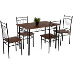 ΣΕΤ ΤΡΑΠΕΖΑΡΙΑΣ 5ΤΜΧ PEARY HM9416.11 ΜΕΤΑΛΛΟ ΜΑΥΡΟ-MDF ΚΑΡΥΔΙ 110x60x74Yεκ.