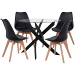 ΣΕΤ ΤΡΑΠΕΖΑΡΙΑΣ 5ΤΜΧ ΤΡΑΠΕΖΙ Φ90X74 & 4 ΚΑΡΕΚΛΕΣ VEGAS ΚΑΠΟΥΤΣΙΝΟ HM11693.25