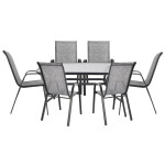 ΣΕΤ ΤΡΑΠΕΖΑΡΙΑΣ 7ΤΜΧ 140X80 BRUNO & 6TMX LEON ΠΟΛΥΘΡΟΝΑ ΓΚΡΙ