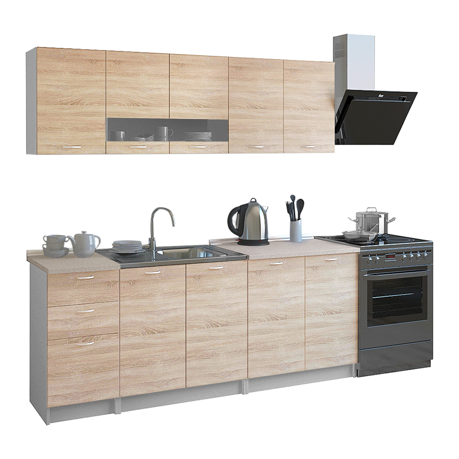 ΣΥΝΘΕΣΗ ΚΟΥΖΙΝΑΣ JADIEL ΜΕΛΑΜΙΝΗ ΜΕ ΠΑΓΚΟ SONAMA-ΛΕΥΚΟ HM2440 120x46-29,2 εκ.