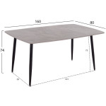 ΤΡΑΠΕΖΙ RAVEN HM18150.13 ΚΕΡΑΜΙΚΟ TOP ΜΕ ΟΨΗ ΓΚΡΙ ΜΑΡΜΑΡΟ 160x80x74Υεκ. - Image 2