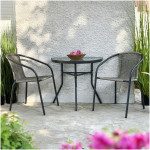 ΤΡΑΠΕΖΙ ΗΜΙΚΥΚΛΙΚΟ LIMA HM5967.02 ΜΕΤΑΛΛΙΚΟ ΚΑΦΕ ΜΕ ΓΥΑΛΙΝΟ TOP 70x40x64,5Υεκ. - Image 2