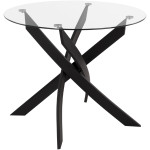 ΤΡΑΠΕΖΙ ΚΟΥΖΙΝΑΣ ΣΤΡΟΓΓΥΛΟ JAFARU HM8499.11 ΜΑΥΡΑ ΜΕΤΑΛ.ΠΟΔΙΑ Φ90x74εκ.