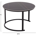 ΤΡΑΠΕΖΙ ΣΑΛΟΝΙΟΥ 2ΤΜΧ TALOS ΚΕΡΑΜΙΚΟ TOP ΜΕ ΟΨΗ ΜΑΥΡΟΥ ΜΑΡΜΑΡΟΥ HM18140.02 Φ70+Φ50 - Image 2