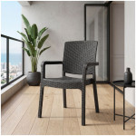 Πολυθρόνα κήπου πολυπροπυλενίου με πλέξη ραττάν χρώμα μαύρο 56x60x86,5εκ. - Image 2