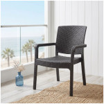 Πολυθρόνα κήπου πολυπροπυλενίου με πλέξη ραττάν χρώμα καφέ 56x60x86,5εκ. - Image 2