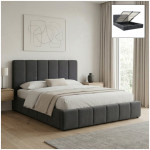 Κρεβάτι Nival  υφασμάτινο με αποθηκευτικό χώρο χρώμα ανθρακί 160x200εκ.