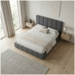 Κρεβάτι Nival  υφασμάτινο με αποθηκευτικό χώρο χρώμα ανθρακί 160x200εκ. - Image 2