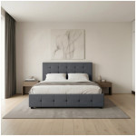 Κρεβάτι Iro  υφασμάτινο με αποθηκευτικό χώρο χρώμα ανθρακί 150x200εκ. - Image 2