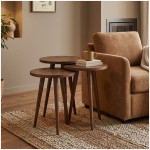 Τραπεζάκι βοηθητικό σετ 3 τμχ Cruz  χρώμα καρυδί Ø33x46εκ.