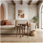 Τραπεζάκι βοηθητικό σετ 3 τμχ Cruz  χρώμα καρυδί Ø33x46εκ. - Image 2