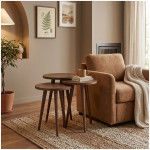 Τραπεζάκι βοηθητικό σετ 3 τμχ Cruz  χρώμα καρυδί Ø33x46εκ. - Image 3