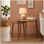 Τραπεζάκι σαλονιού σετ 2 τμχ Nola  χρώμα καρυδί Ø60x46εκ.